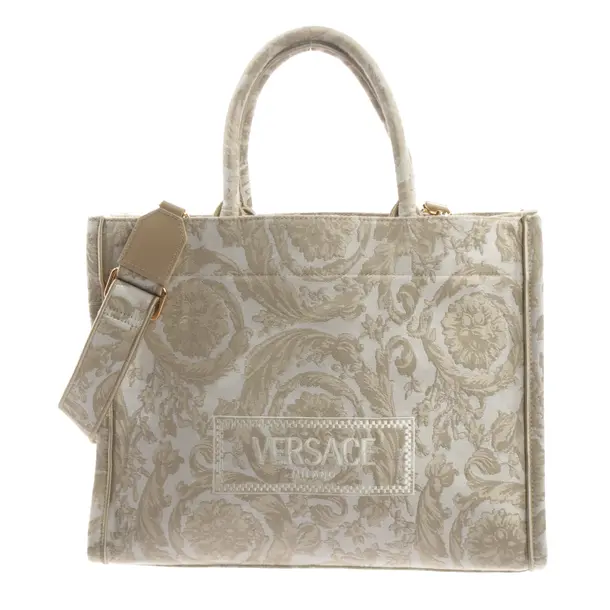 Shopper Bag, in Beige, Cotton, Versace