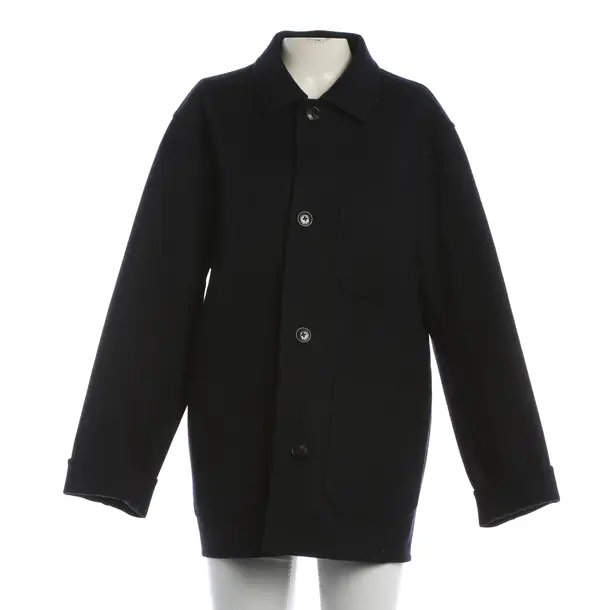 Mid-Season Jacket, in Navy, Wool, Closed