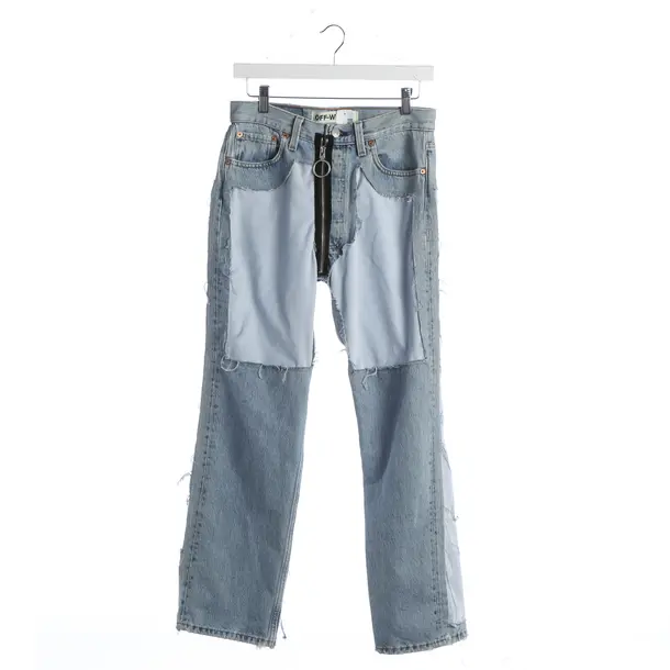 Straight Fit Jeans, in Blue, Cotton, Off-White