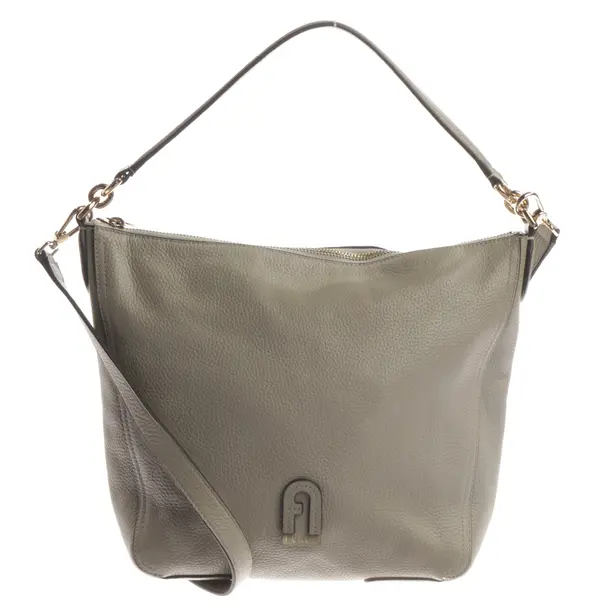 Schultertasche, in Hellgrau, Leder, Furla