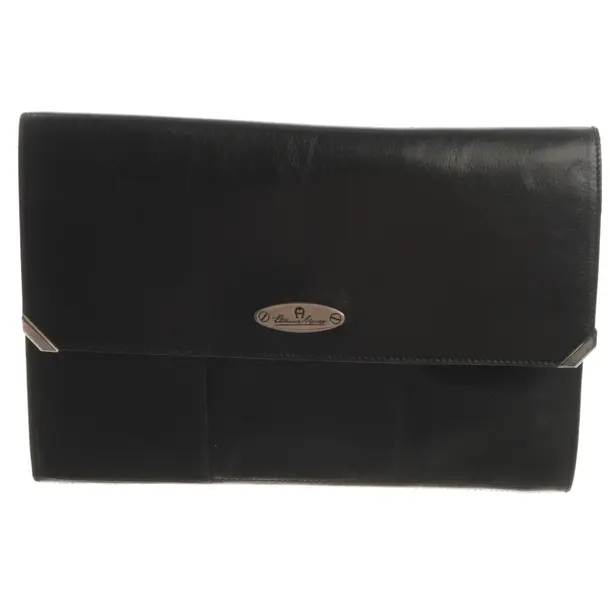 Clutch Bag, in Black, Leather, Aigner