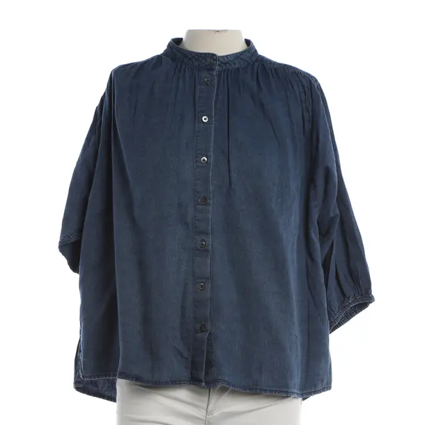 Blouse, in Blue, Cotton, Closed