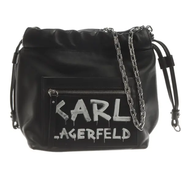 Shoulder Bag, in Black, Leather, Karl Lagerfeld