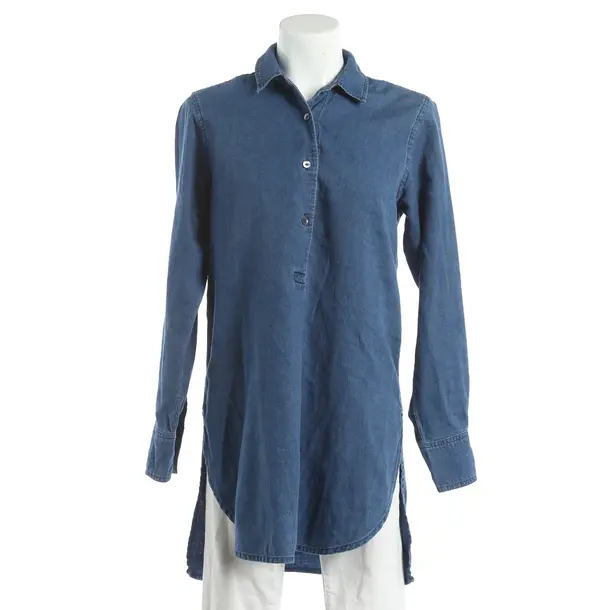 Blouse, in Blue, Cotton, Closed