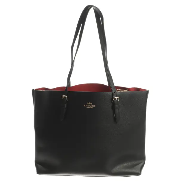 Schultertasche, in Schwarz, Leder, Coach