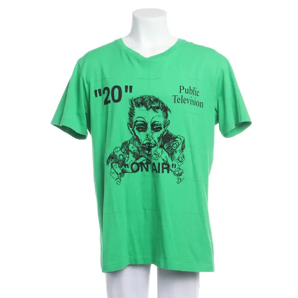 T-Shirt in Grün, Baumwolle, Off-White