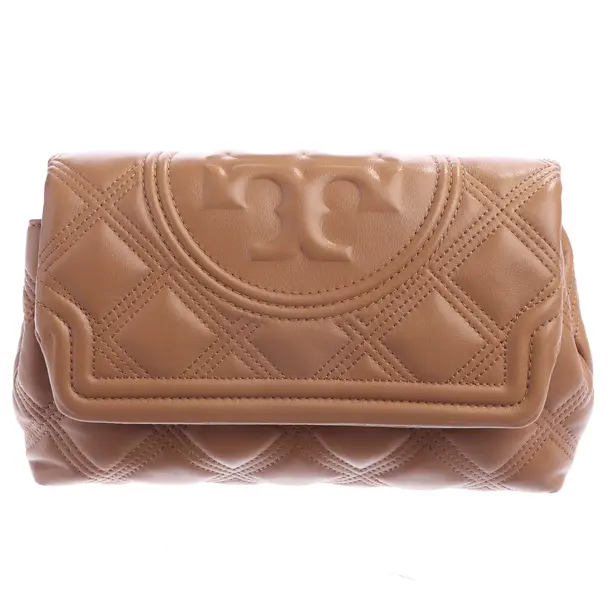 Clutch Bag, in Brown, Leather, Tory Burch