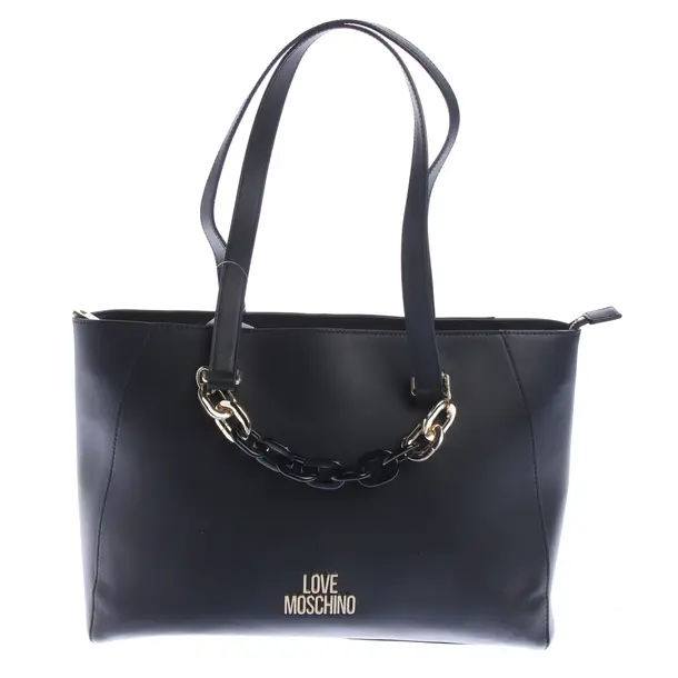 Shoulder Bag in Black, Leather, Love Moschino