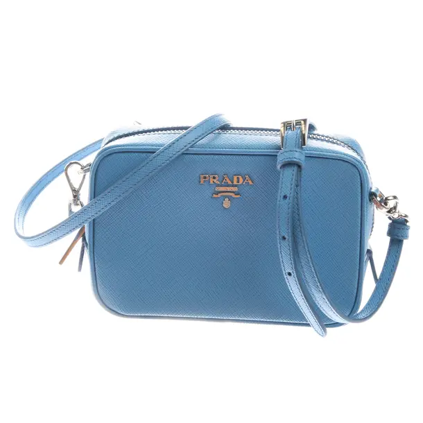 Shoulder Bag in Blue, Leather, Prada