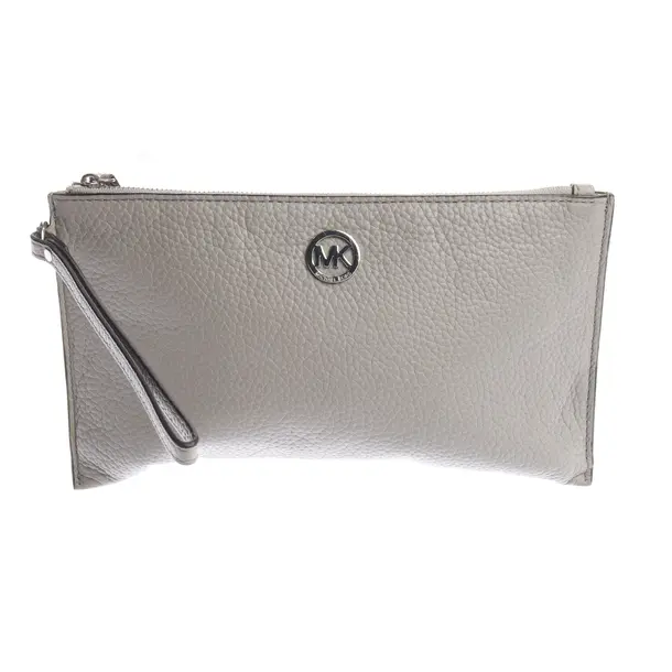 Clutch in Grau, Leder, Michael Kors