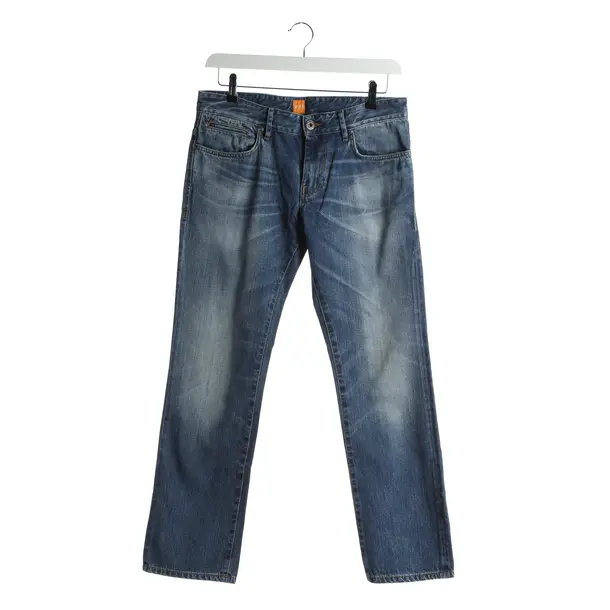 Straight Fit Jeans in Blue, Cotton, Hugo Boss Orange