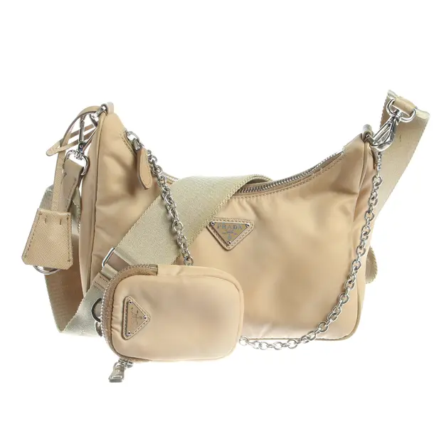 Shoulder Bag in White, Polyester, Prada