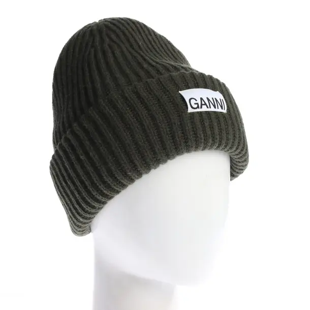 Beanie in Green, Wool, Ganni