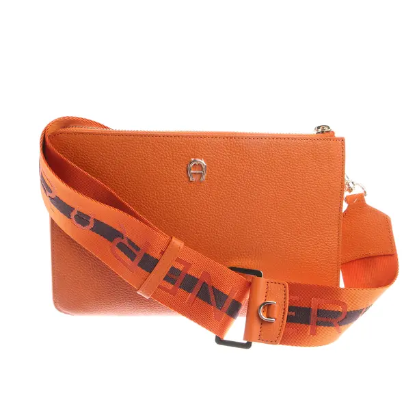 Schultertasche in Orange, Leder, Aigner