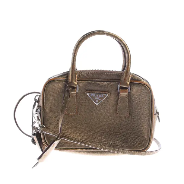 Schultertasche, in Gold, Leder, Prada