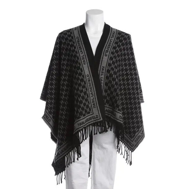 Poncho, in Black, Wool, Karl Lagerfeld