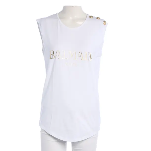 Top, in White, Cotton, Balmain