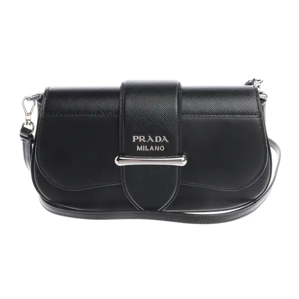 Schultertasche, in Schwarz, Leder, Prada