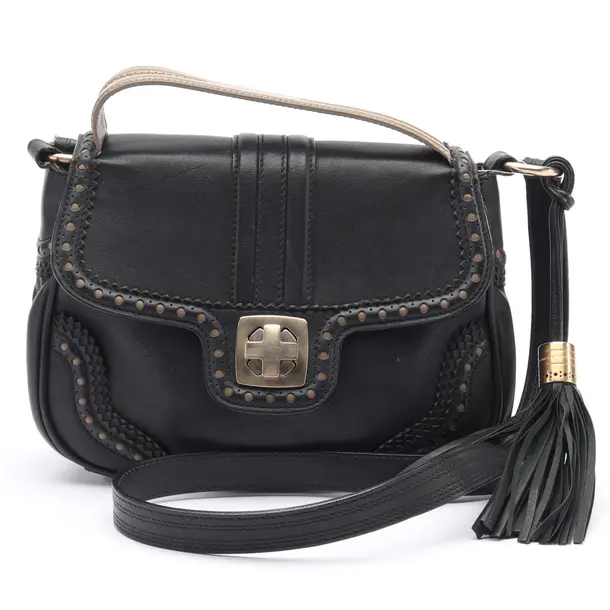 Schultertasche in Schwarz, Leder, Bally