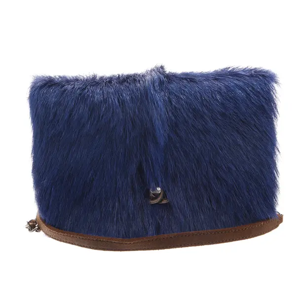 Schultertasche in Blau, Fell, Chanel