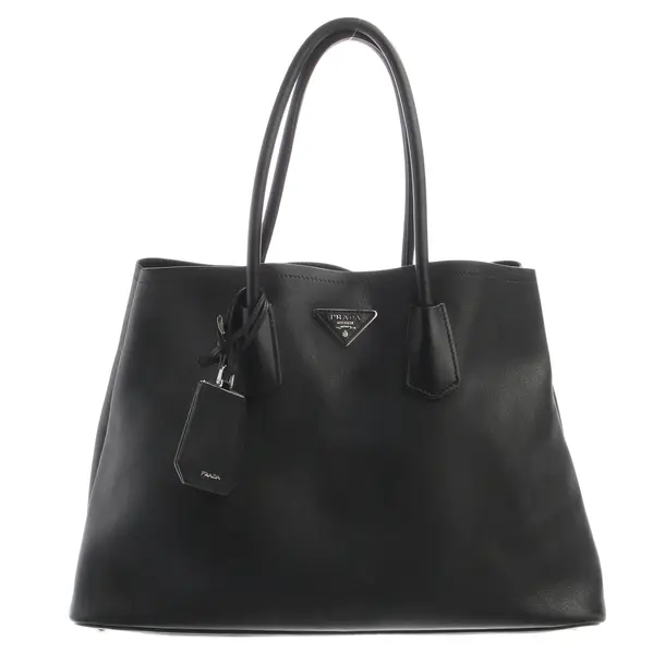 Shopper Bag in Black, Leather, Prada