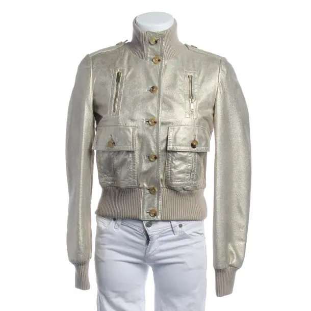 Lederjacke in Metallic, Leder, Gucci