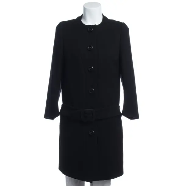 Mid-Season Coat in Black, Wool, Prada