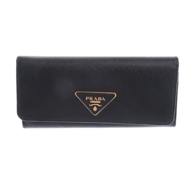 Geldbörse in Schwarz, Leder, Prada