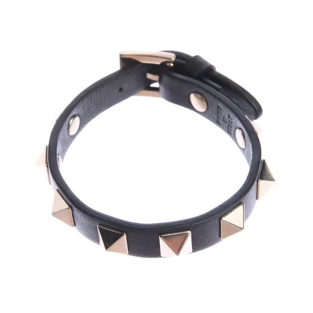 Armband in Schwarz, Leder, Valentino