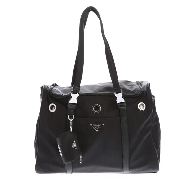 Schultertasche in Schwarz, Polyvinyl, Prada