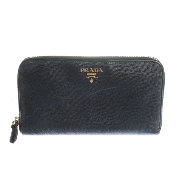 Geldbörse in Schwarz, Leder, Prada