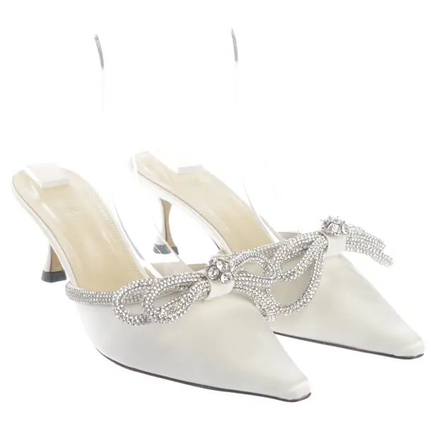 Mach & Mach Hohe Pantoletten EUR 37 Weiß - Weiß - - Pre-Loved Designer Fashion - Mach & Mach Second Hand Designer Shop