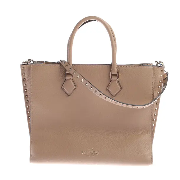 Handtasche, in Hellbraun, Leder, Valentino