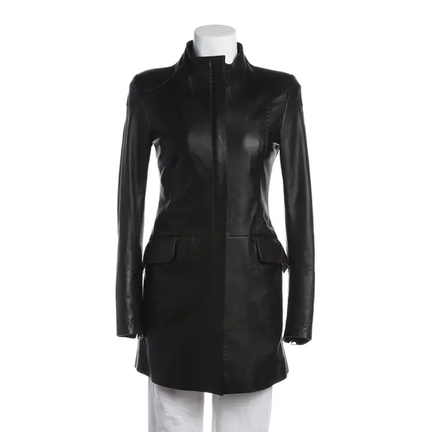 Leather Coat in Black, Leather, Emporio Armani