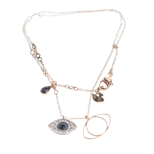 Halskette in Metallic, Sonstige Fasern, Swarovski