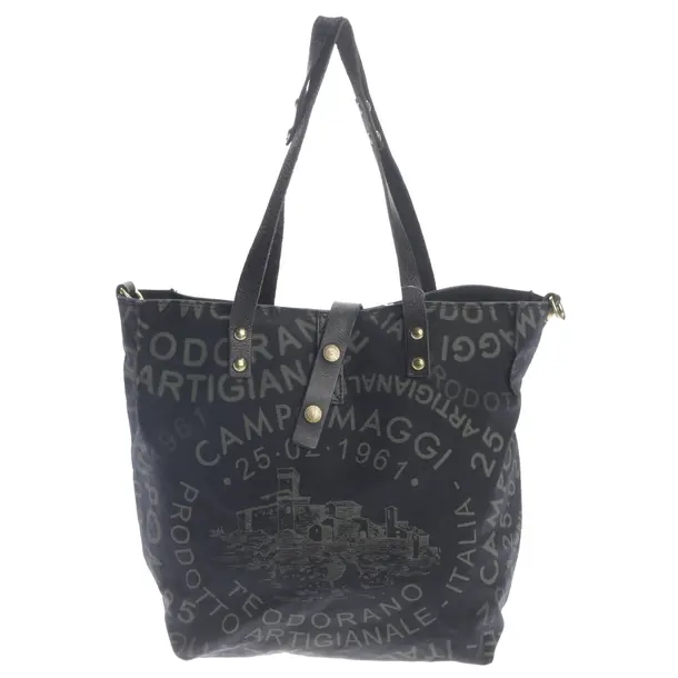 Schultertasche, in Schwarz, Baumwolle, Campomaggi