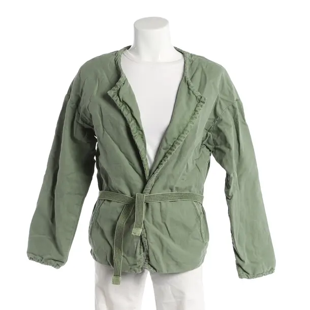 Mid-Season Jacket, in Green, Cotton, Closed