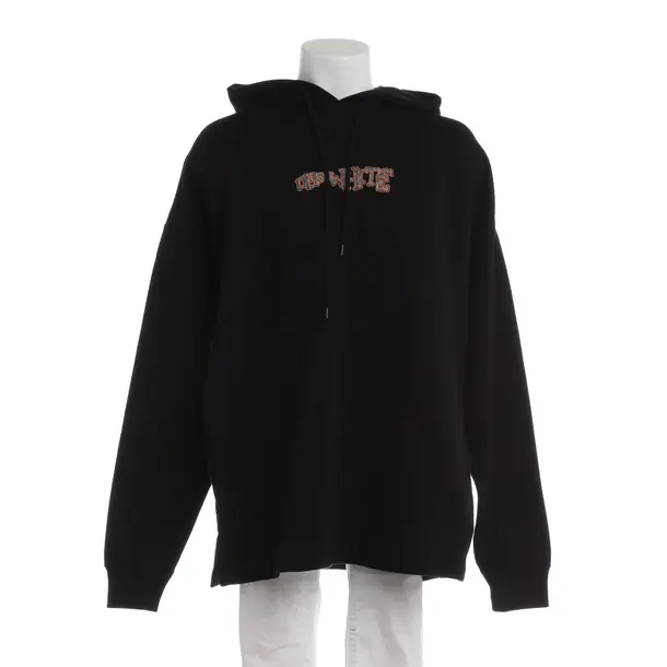 Hoodie in Black, Cotton, Off-White