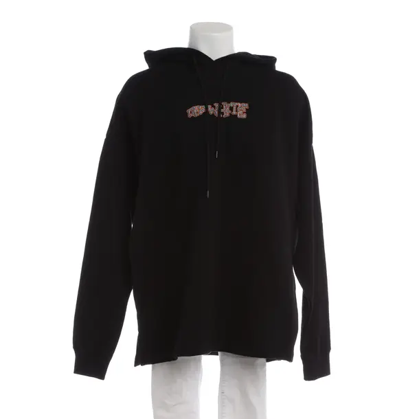 Hoodie in Black, Cotton, Off-White