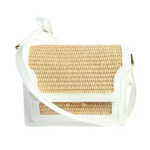 Schultertasche in Weiß, Leder, Marni