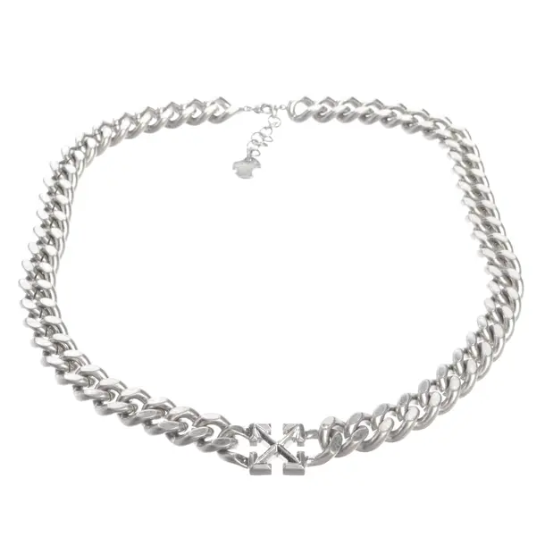 Necklace in Metallic, Metal, Off-White