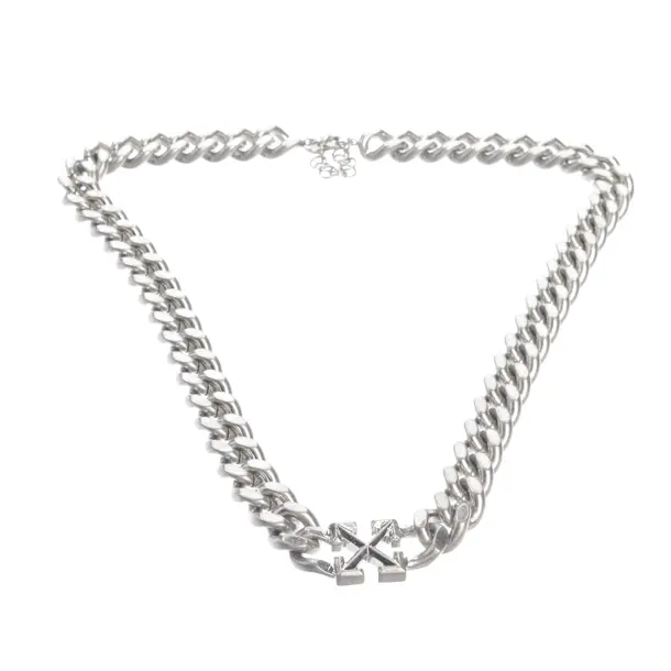 Necklace in Metallic, Metal, Off-White