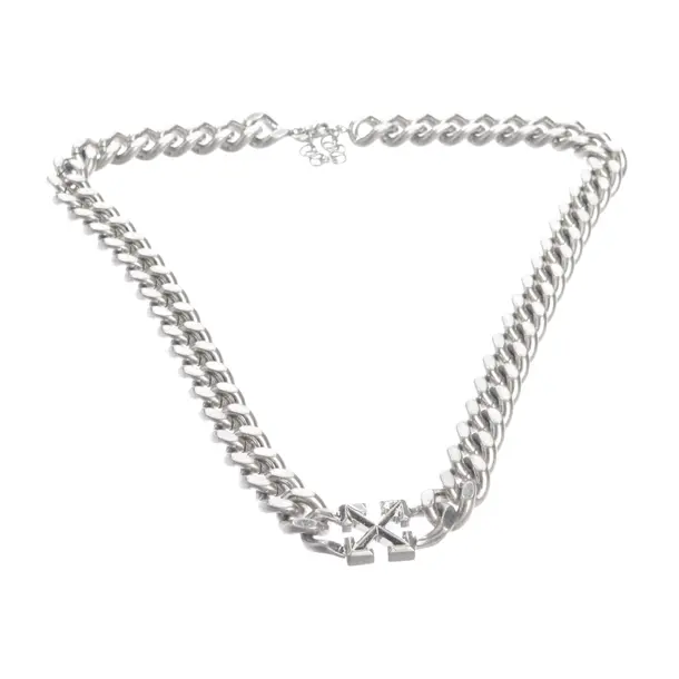 Necklace in Metallic, Metal, Off-White