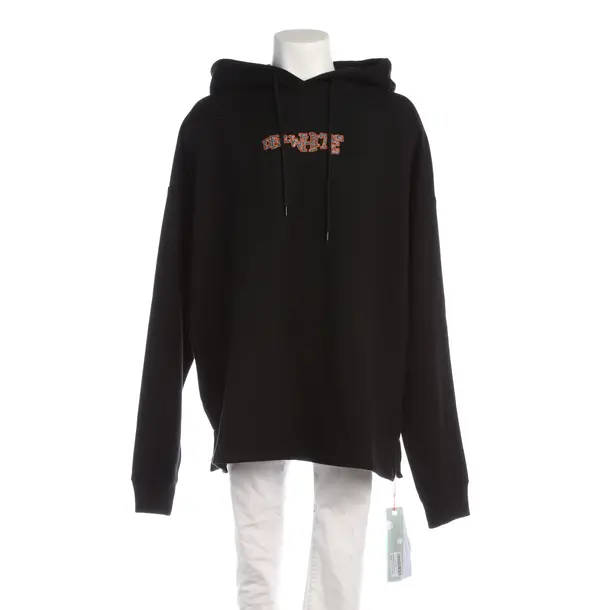 Hoodie in Black, Cotton, Off-White