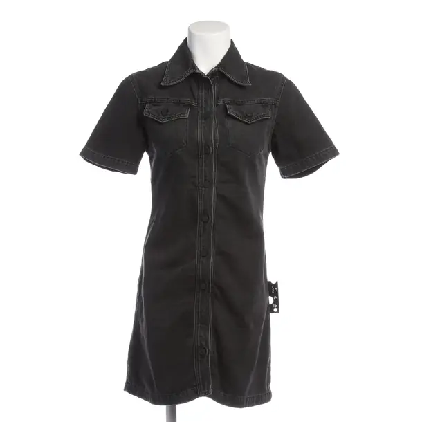 Denim Dress in Black, Cotton, Off-White