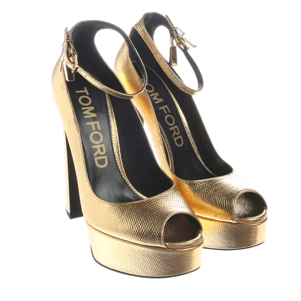 Heeled Sandals in Metallic, , Tom Ford
