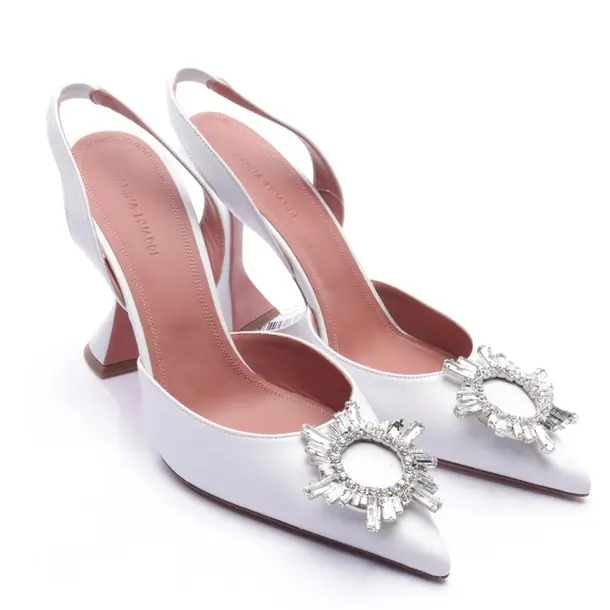 Slingbacks, in Weiß, Amina Muaddi