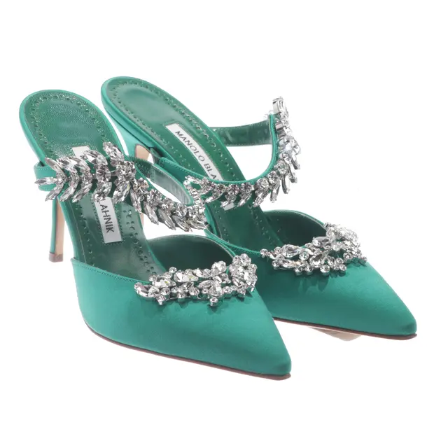 Heeled Sandals in Green, , Manolo Blahnik