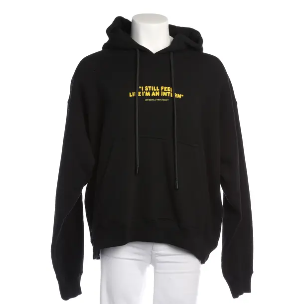 Hoodie in Black, Cotton, Off-White