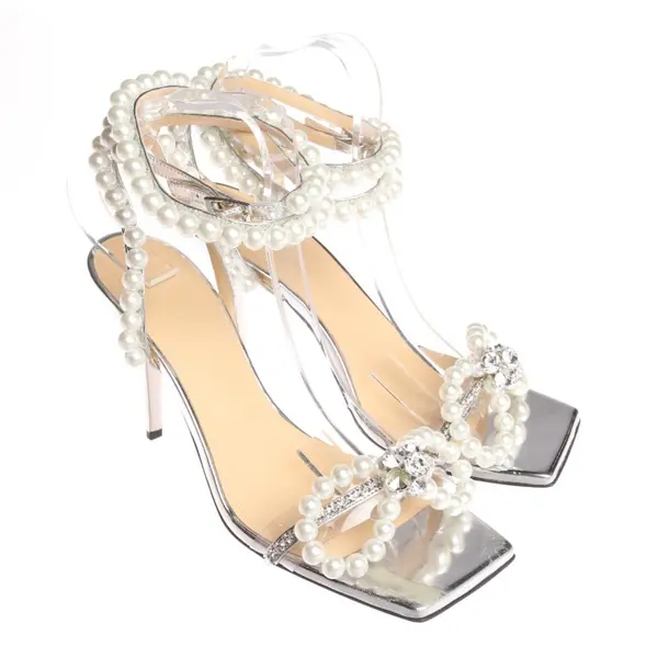 Heeled Sandals in Metallic, , Mach & Mach